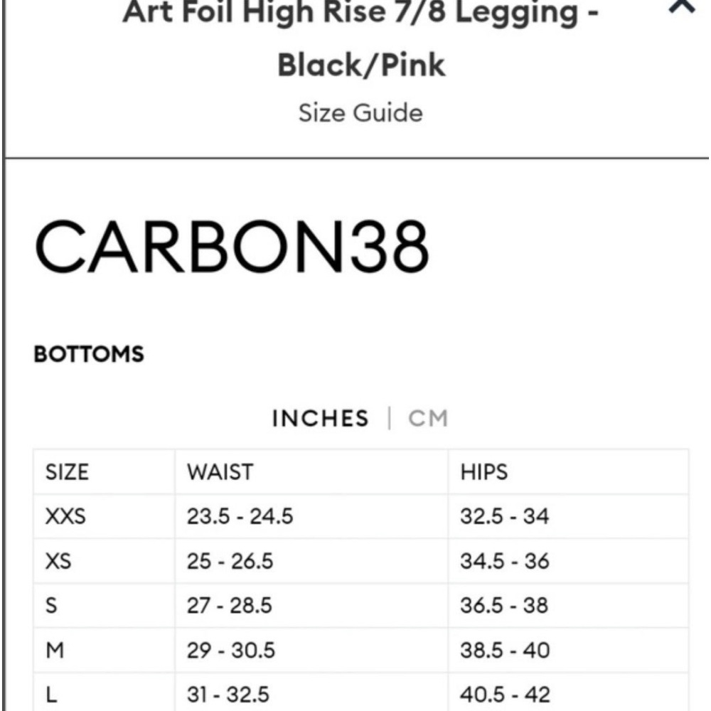 ✨CARBON38 ART FOUL ROSE GOLD BLACK HIGH WAIST 7/8 LEGGINGS XS - Picture 5 of 5